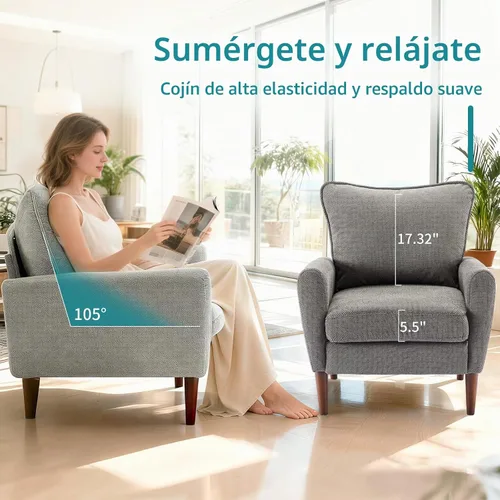 Vista 6 de OLIXIS Cómoda silla decorativa para sala de estar, dormitorio y sala