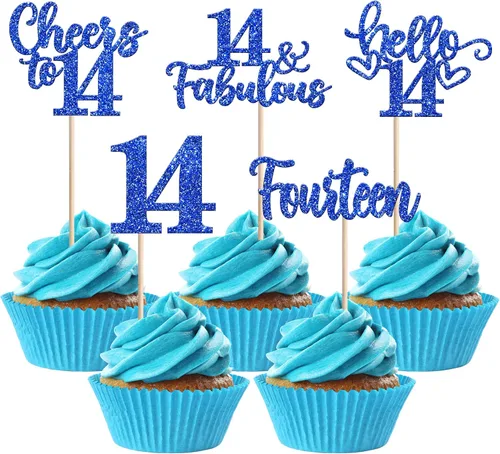 Vista 38 de 30 piezas de adornos para cupcakes de 12 cumpleaños feliz, brillantes doce, hola 12, felicitaciones a 12 años, adornos para cupcakes, 12