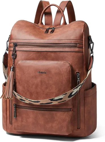 Vista 22 de Shrrie - Mochila vegana de cuero para laptop de 14 pulgadas para mujer, mochila de trabajo, mochila de moda, mochila de viaje, bolso para negocios