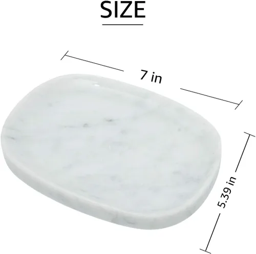 Vista 2 de JIMEI Bandeja decorativa de mármol de 7 pulgadas, organizador de almacenamiento ovalado, mini baño, cocina, aparador, soporte para anillos