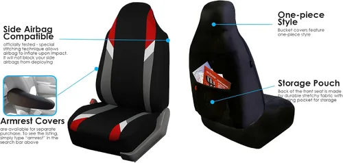 Vista 5 de FH Group Tres filas de 7 plazas, fundas de asiento modernistas de alta calidad, se adaptan a la mayoría de automóviles, camiones, SUV y camionetas