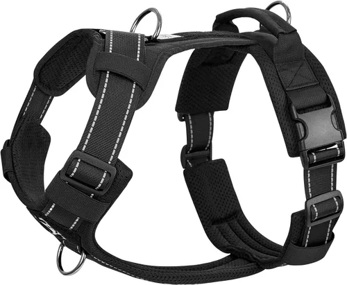 Vista 9 de OneTigris - Arnés para perro, chaleco para perro con acolchado suave sin tirones, nylon ajustable táctico de alta resistencia para perros medianos