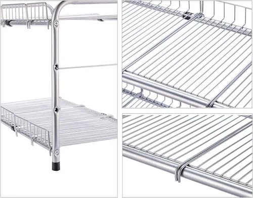 Vista 4 de FlagShip Organizador de 2 niveles para debajo del fregadero y estante de almacenamiento expandible para cocina y baño, color plateado