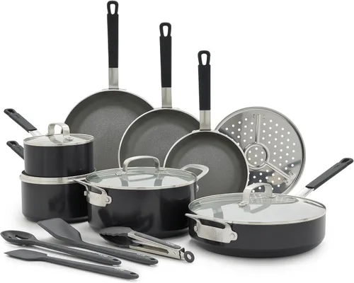 Vista 16 de GreenPan x Bobby Flay 10 Piece Nonstick Cookware Pots and Pans Set, PFAS-Free Diamond Ceramic, Induction Suitable, Easy Clean Dishwasher & Oven