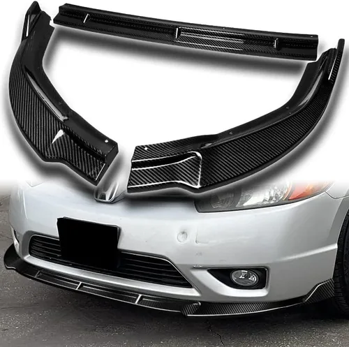 Vista 8 de EPARTS - Juego de 3 piezas de alerón para parachoques delantero, protector de carrocería lateral para barbilla, compatible con Honda Civic 2DR/Coupé