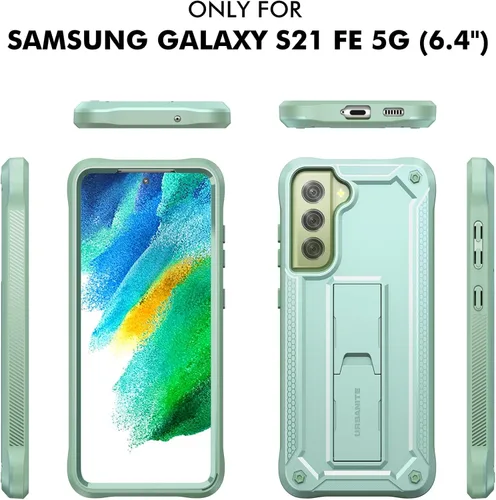 Vista 2 de URBANITE Funda protectora resistente a prueba de golpes para Samsung Galaxy S21 FE 5G, de grado militar, con protector de pantalla y soporte