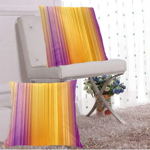 Vista 7 de Pack of 2 Short Plush Throw Pillow Covers 16 X 16 Inch, Retro Yellow Purple Stripes Couch Throw Pillow Covers Cozy Pillowcases, Couch Pillow Covers