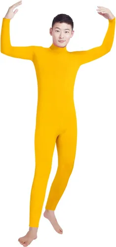 Vista 13 de Shinningstar Zentai Unitard - Body de manga larga con cuello alto y elastano para hombre Verde militar