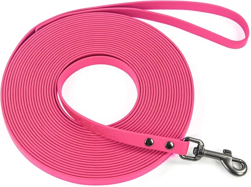 Vista 8 de WOLFONE Correa de PVC impermeable para perro, correa de entrenamiento larga de 10 pies, núcleo de nailon resistente sin enredos, correa recubierta