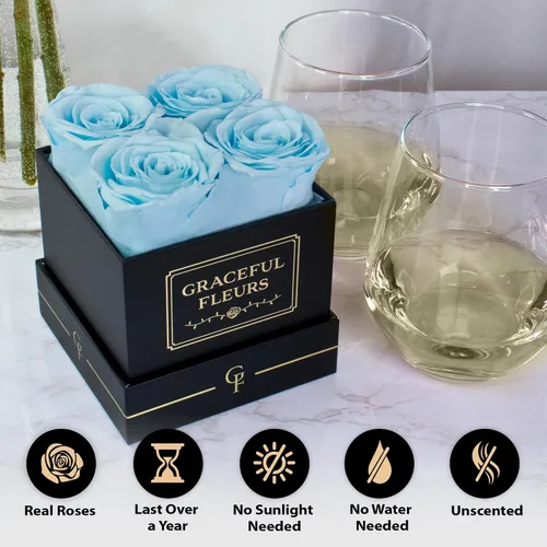 Vista 4 de Graceful Fleurs - Rosas reales de larga duración en una caja durante años, flores frescas preservadas para siempre para cumpleaños, Día de la Madre