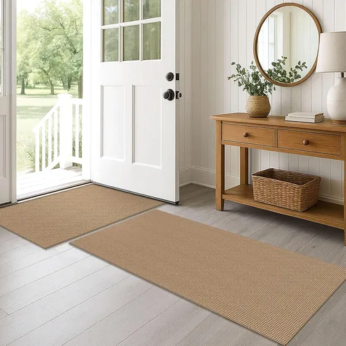 Vista 170 de EARTHALL Alfombra tejida de 2 x 3 pies, lavable para entrada, alfombra trenzada antideslizante, alfombra para puerta interior y exterior, alfombra