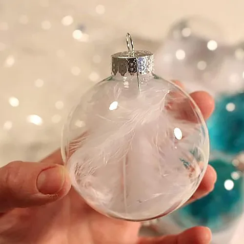 Vista 2 de 12 piezas de adornos transparentes rellenables para bricolaje, bolas de plástico transparente de 60 mm para Navidad, Halloween, cumpleaños