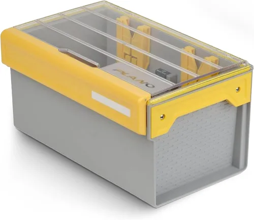 Vista 8 de Caja de Utilidad Premium Plano EDGE Flex Crankbait 3700, Gris y Amarillo con Tapa Transparente, Caja de Almacenamiento Impermeable para Pequeños