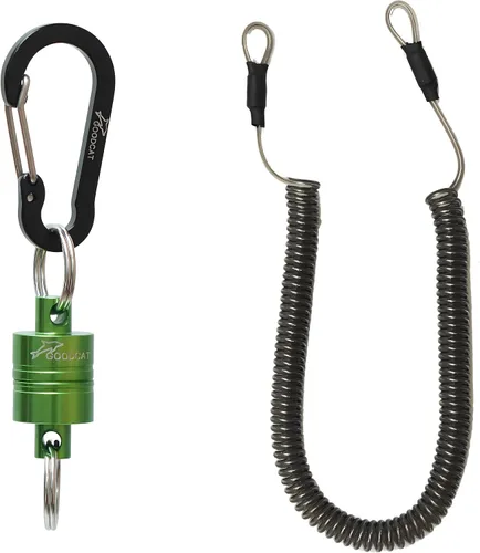 Vista 9 de GOODCAT Strongest Magnetic Fly Fishing Net Release - Retractable Coiled Lanyard with Carabiner, Magnet Keychain Clip Retractor