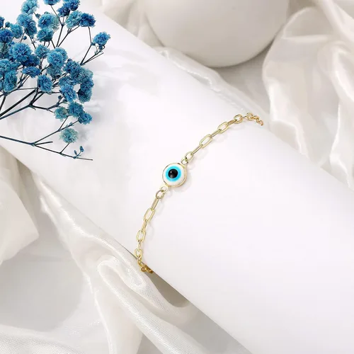 Vista 5 de Delicadas pulseras de mal de ojo para mujer, chapadas en oro, ajustable, mal de ojo de la suerte, amuleto de la suerte, regalos