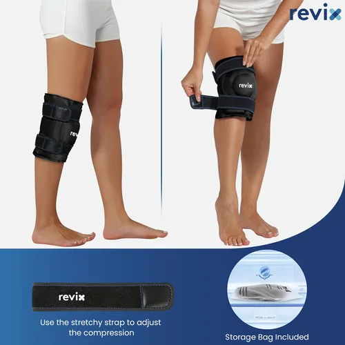 Vista 5 de REVIX Paquete de hielo XL para recuperación de reemplazo de rodilla, envoltura de hielo con compresión fría para molestias y fatiga, paquete frío