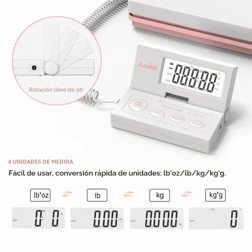 Vista 3 de Básculas de correo postal para envío, escala de 110 libras (110.2 lbs) para paquete, tres funciones: tara, modo y mantenimiento, panel flexible