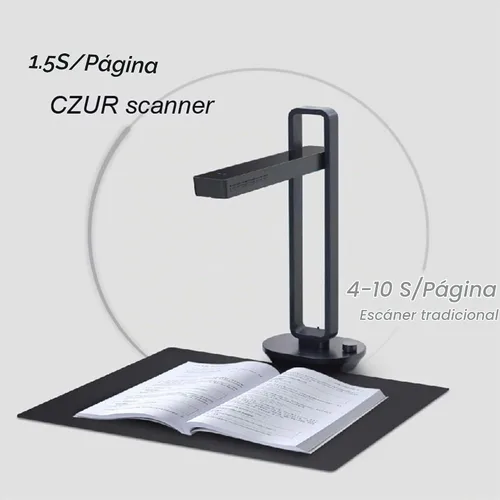 Vista 3 de CZUR Aura Pro - Escáner de libros portátil, escáner de documentos A3, tecnología de aplanamiento automático y eliminación de huellas dactilares, OCR