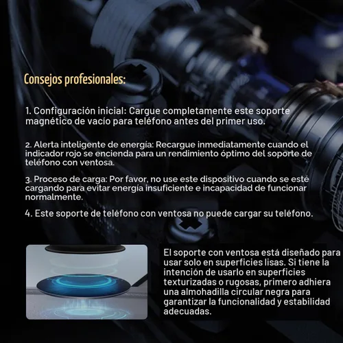 Vista 9 de Soporte de teléfono eléctrico con ventosa para coche/espejo
