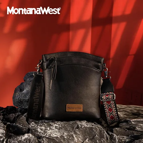 Vista 6 de Montana West Bolso cruzado grande con bolsillo con cremallera múltiple con correa de guitarra