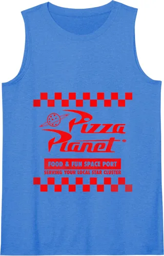 Vista 10 de Disney Pixar Toy Story Pizza Planet - Camiseta sin mangas con logotipo a cuadros, Azul / Patchwork, S Azul Marino