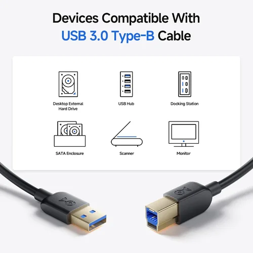 Vista 4 de Cable Matters cable USB 3.0 tipo A a B de máxima velocidad, Negro