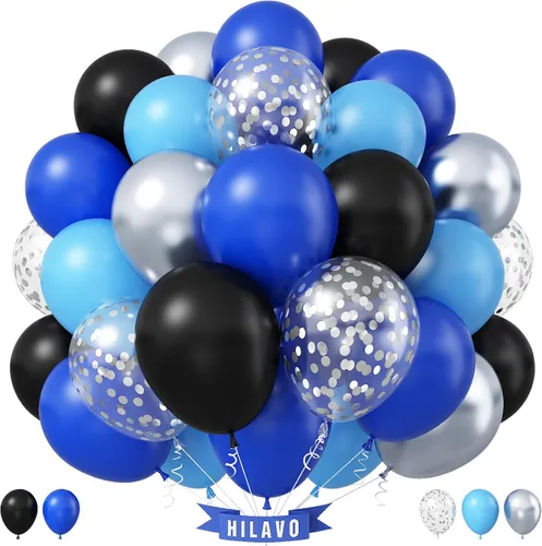 Vista 31 de Globos Negros y Naranjas de 12 Pulgadas, Globos de Confeti Negro Naranja Plateado, Globos de Halloween Trick or Treat para Niños y Hombres