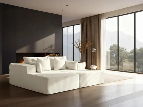 Vista 129 de Sofá modular de gran tamaño de 108 pulgadas, cómodo sofá deshuesado en forma de U para sala de estar, asientos extra profundos, sin montaje, sofá
