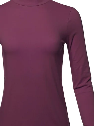 Vista 4 de Camisas básicas de algodón suave sólido de manga larga con cuello alto falso para mujer