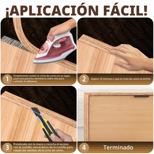 Vista 4 de GSCIT Club - Bandas de borde de chapa de roble rojo, rollo de 3/4 de pulgada x 10 pies, prepegadas, flexibles, bandas de cinta de madera real