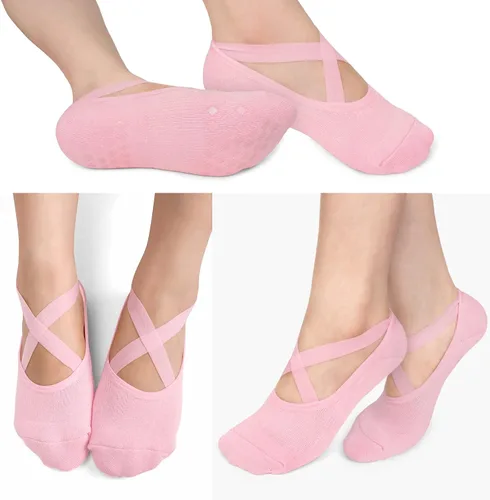 Vista 2 de Diu Life Calcetines de yoga con agarre para mujer, antideslizantes, pilates, entrenamiento, barra pura, ballet, danza, hospital