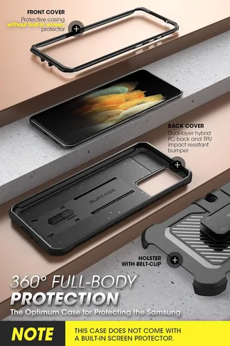 Vista 4 de SUPCASE Funda para Samsung Galaxy S21+ Plus con soporte (Unicorn Beetle Pro), [marco frontal integrado y clip para cinturón]