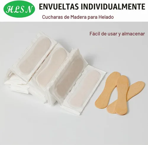 Vista 3 de Cucharas de madera para helado, 500 piezas de cubiertos desechables de 3 pulgadas, palitos de paleta de muestra de degustación, abedul natural