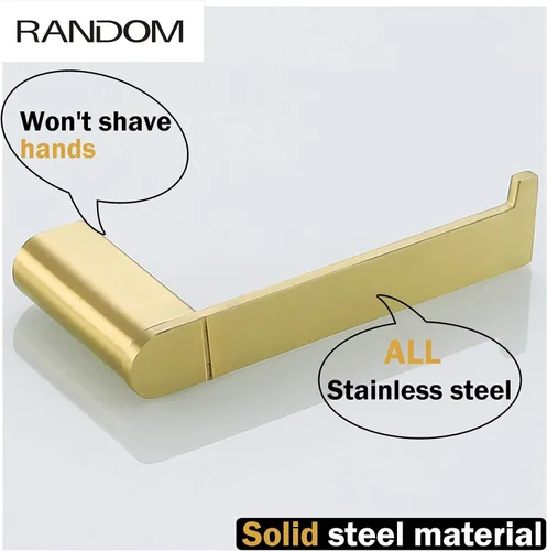 Vista 5 de RANDOM Portarrollos de papel higiénico de oro cepillado, accesorios de hardware de baño SUS 304 de acero inoxidable moderno soporte de rollo