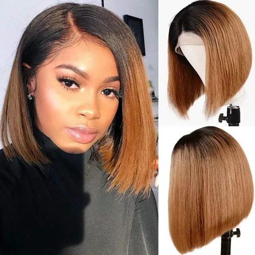 Vista 11 de Spotlight Pelucas de cabello humano lacio con encaje frontal de 4 x 4 para mujeres negras, densidad del 180 %, peluca con cierre de encaje virgen
