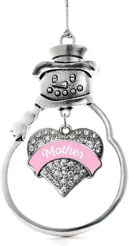 Vista 250 de Inspired Silver - Big Sis - Adorno de Navidad plateado - Adorno de árbol de Navidad con dije de corazón con circonita cúbica - Decoración colgante
