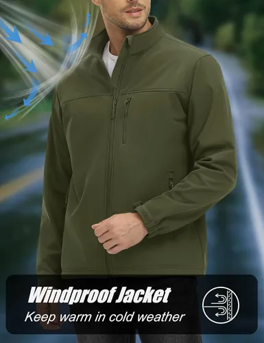 Vista 3 de MAGCOMSEN Chaqueta ligera Softshell para hombre, con forro polar, impermeable, cortavientos, para senderismo al aire libre