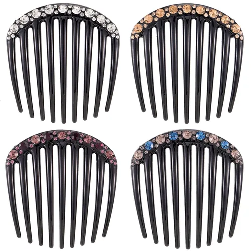 Vista 17 de Peine lateral de perlas para mujer, peines de pelo con diamantes de imitación, 7 dientes, accesorios de cristal vintage, accesorios para tocados