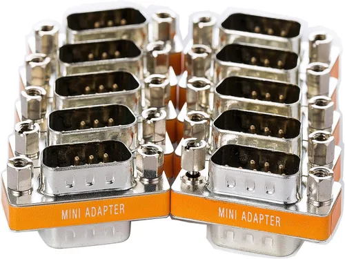 Vista 6 de Adaptador de módem nulo DB9 macho a macho Slimline Data Transfer Serial Port Adapter 2 Pack