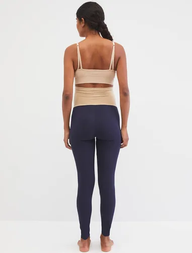 Vista 4 de Motherhood Maternity Women's Essential Stretch Secret Fit Over the Belly Leggings Full Length & Crop Length XS-3X 1 & 2 Packs