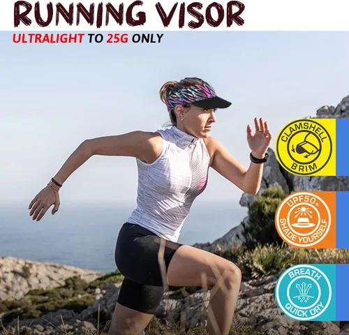 Vista 2 de USHAKECAMP Sombrero de visera transpirable para correr con visera suave para correr, diseño ligero para mujer