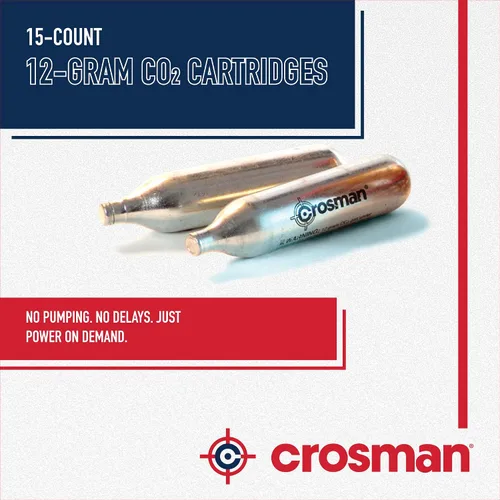 Vista 2 de Crosman Cartuchos de CO2 de 15 unidades para rifles de aire y pistolas de aire