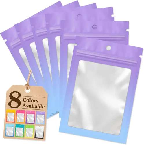 Vista 11 de Funfery Paquete de 100 bolsas resellables de Mylar transparentes, bolsas de embalaje degradadas para almacenamiento de alimentos, pequeñas empresas