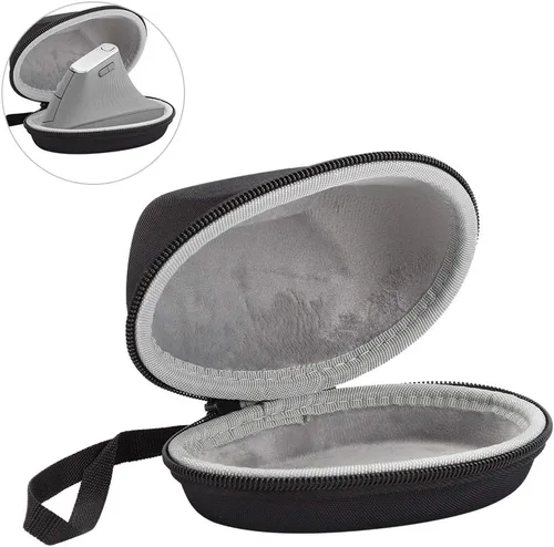 Vista 4 de Funda de ratón inalámbrica EVA Bolsa de almacenamiento de viaje para mouse ergonómico vertical MX, funda protectora portátil con correa de mano