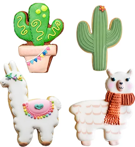 Vista 4 de Juego de 4 cortadores de galletas de llama y cactus de Ann Clark fabricados en Estados Unidos