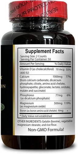 Vista 4 de Suplemento de calcio y magnesio - Vitaminas de apoyo inmunológico, calcio orgánico de fuerza ósea con magnesio, vitamina D3, citrato de calcio - 1