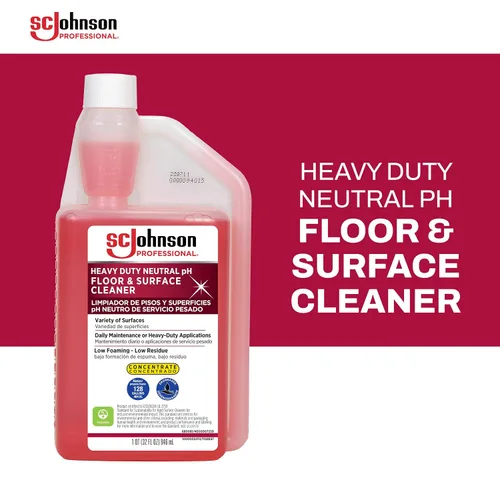 Vista 2 de SC Johnson Professional Limpiador de suelos y superficies de pH neutro resistente, concentrado de limpiador de pisos, botella de 32 onzas líquidas
