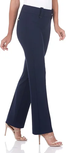 Vista 2 de Rekucci - Pantalón de vestir ligeramente acampanados, elásticos y de efecto adelgazante para mujer, Straight, 10