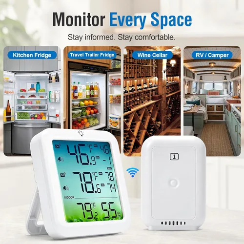 Vista 5 de Termómetro para refrigerador con alarma y congelador con 2 sondas