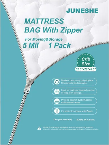 Vista 9 de Bolsa de almacenamiento de colchón individual con cremallera, funda de 5 mil de grosor Plastic Mattress Protector, Moving Supplies, Waterproof
